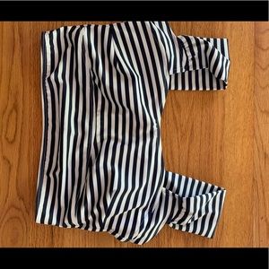 Albion fit navy and white off the shoulder crop